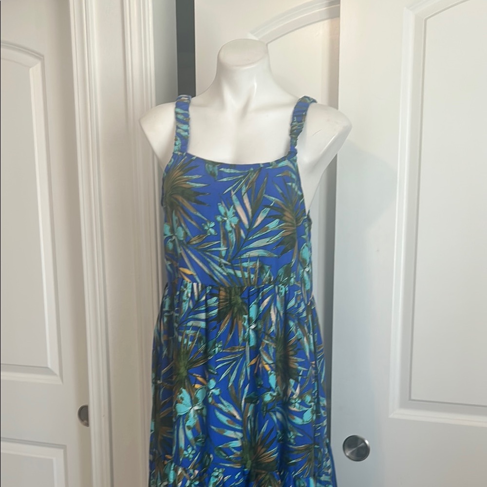 Blue and Green Spaghetti Strap Sundress - Picture 4 of 8